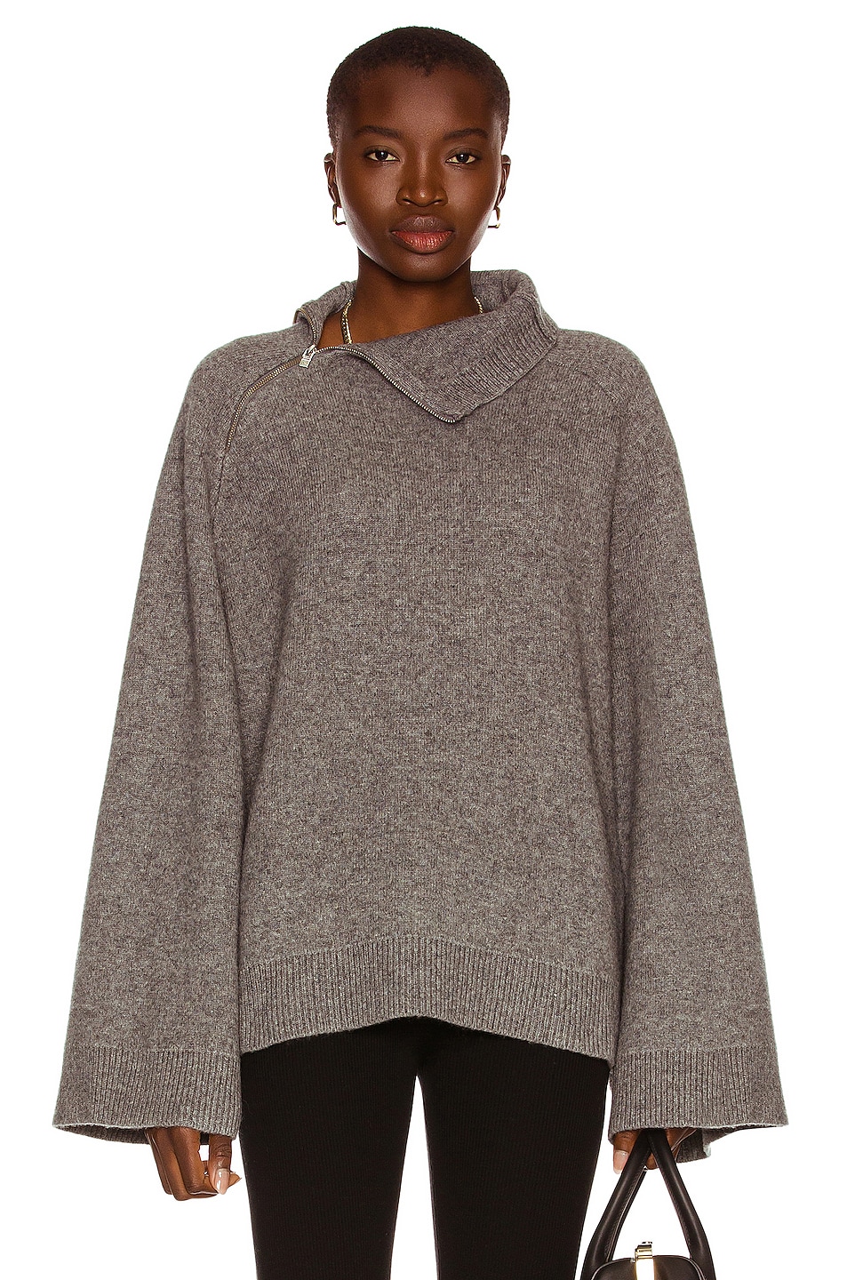 Image 1 of Toteme Double Sided Yak Knit Sweater in Light Grey