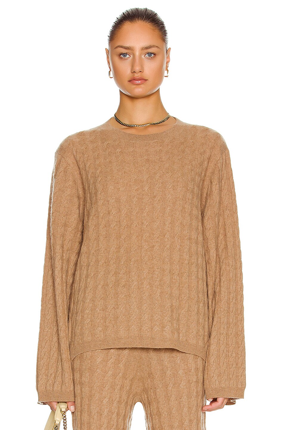 Image 1 of Toteme Cashmere Cable Knit Sweater in Camel