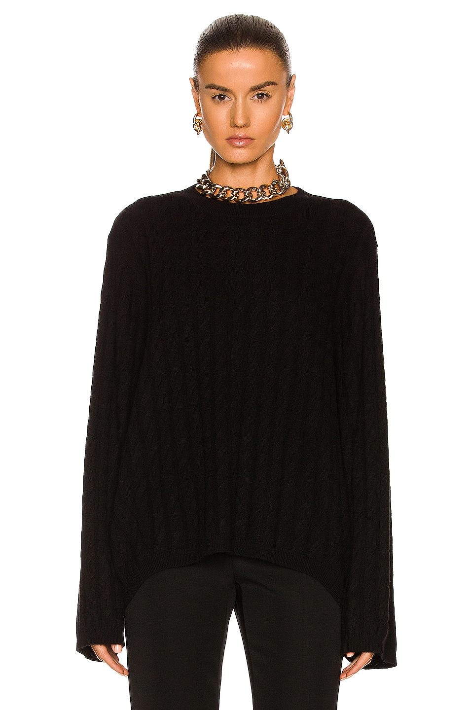 Image 1 of Toteme Cashmere Cable Knit Sweater in Black