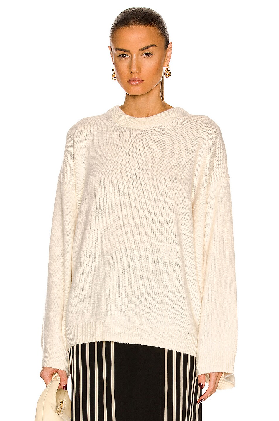 Image 1 of Toteme Monogram Embroidery Knit Sweater in Bone