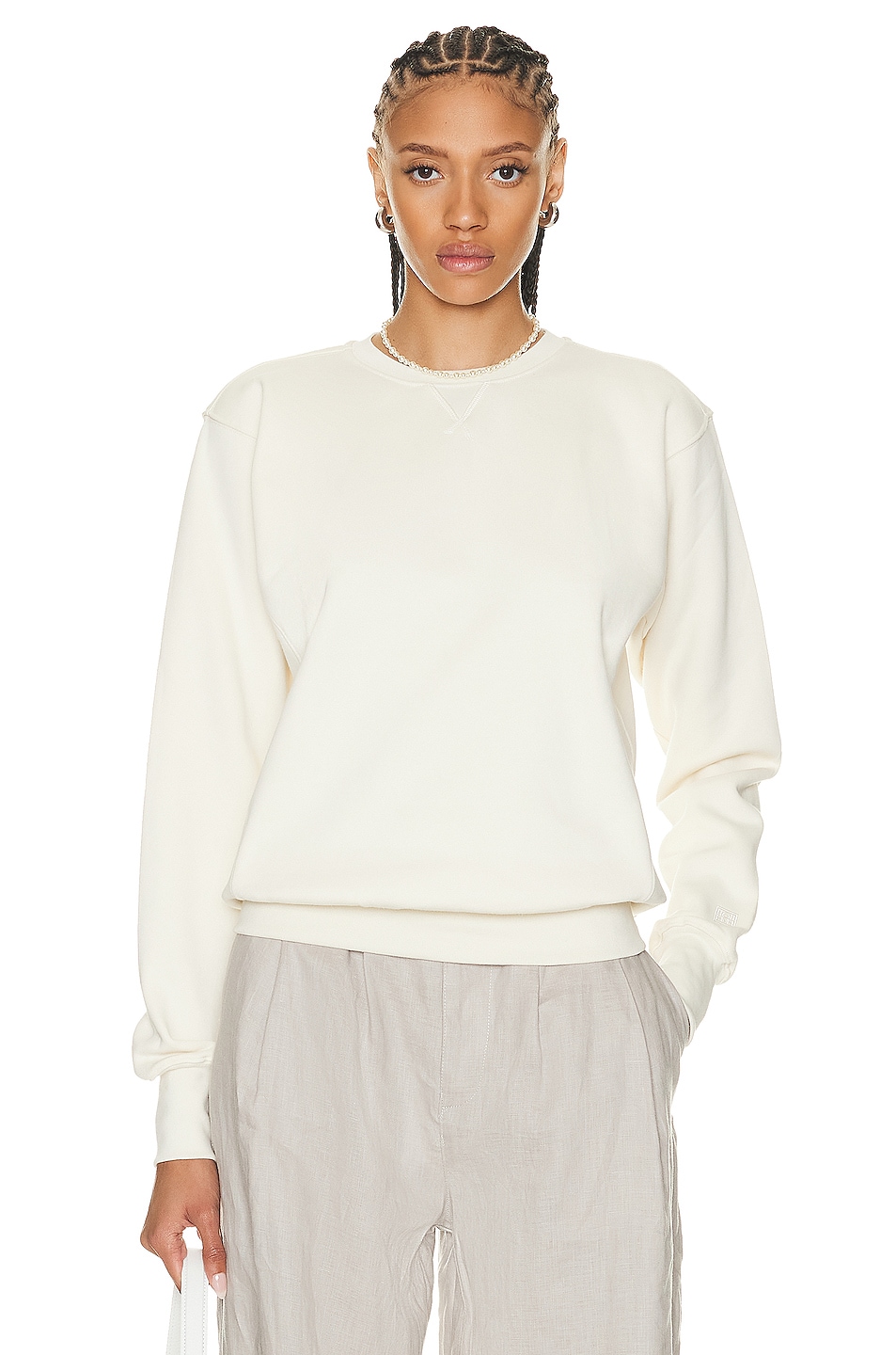 Image 1 of Toteme Crewneck Cotton Sweatshirt in Off White