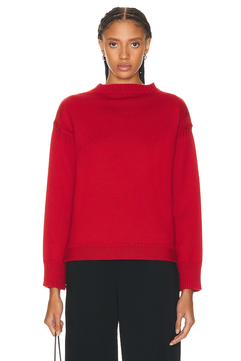 Image 1 of Toteme Wool Guernsey Knit Sweater in Red