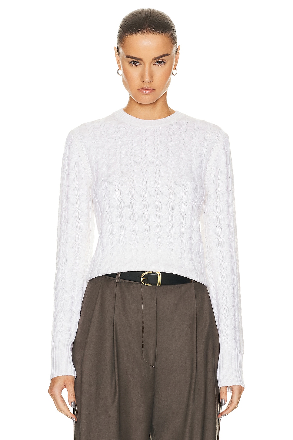 Image 1 of Toteme Petite Cable Knit Sweater in Cream