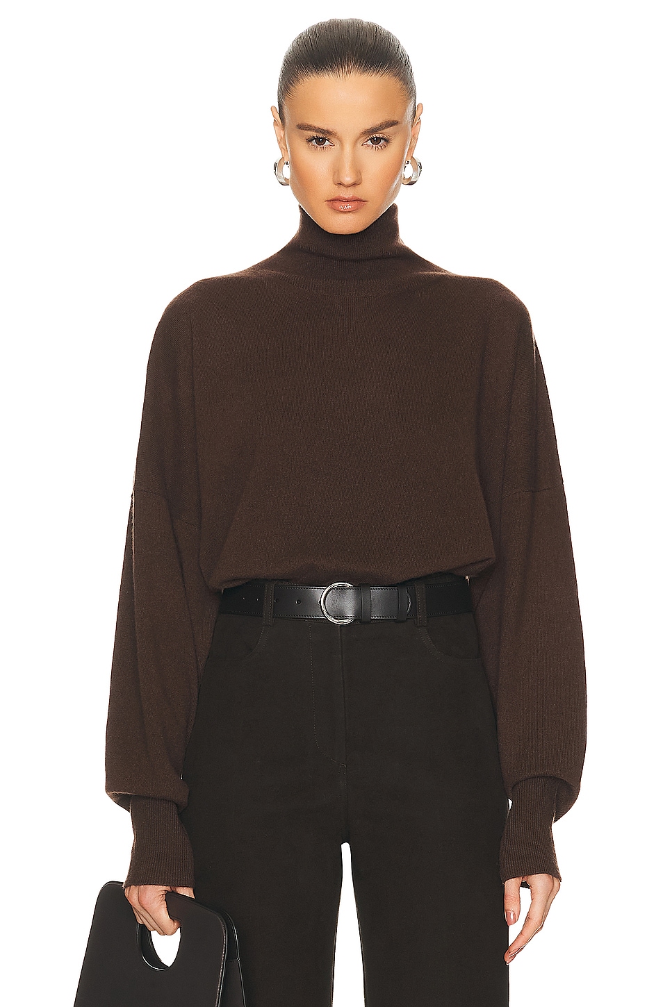 Image 1 of Toteme Cashmere Turtleneck Sweater in Dark Brown