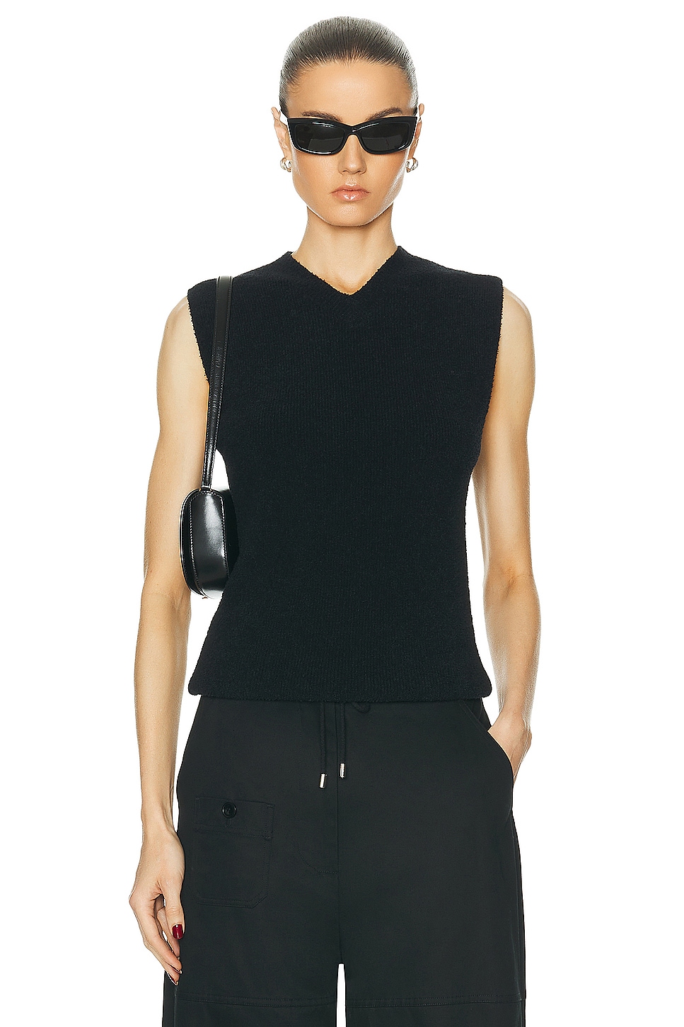 Image 1 of Toteme Sleeveless Terry Knit Vest in Black