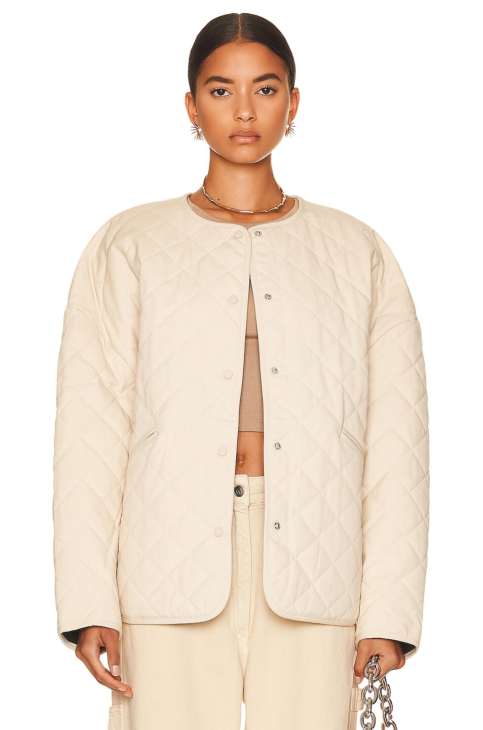 Image 1 of Toteme Quilted Cotton Canvas Jacket in Light Hay