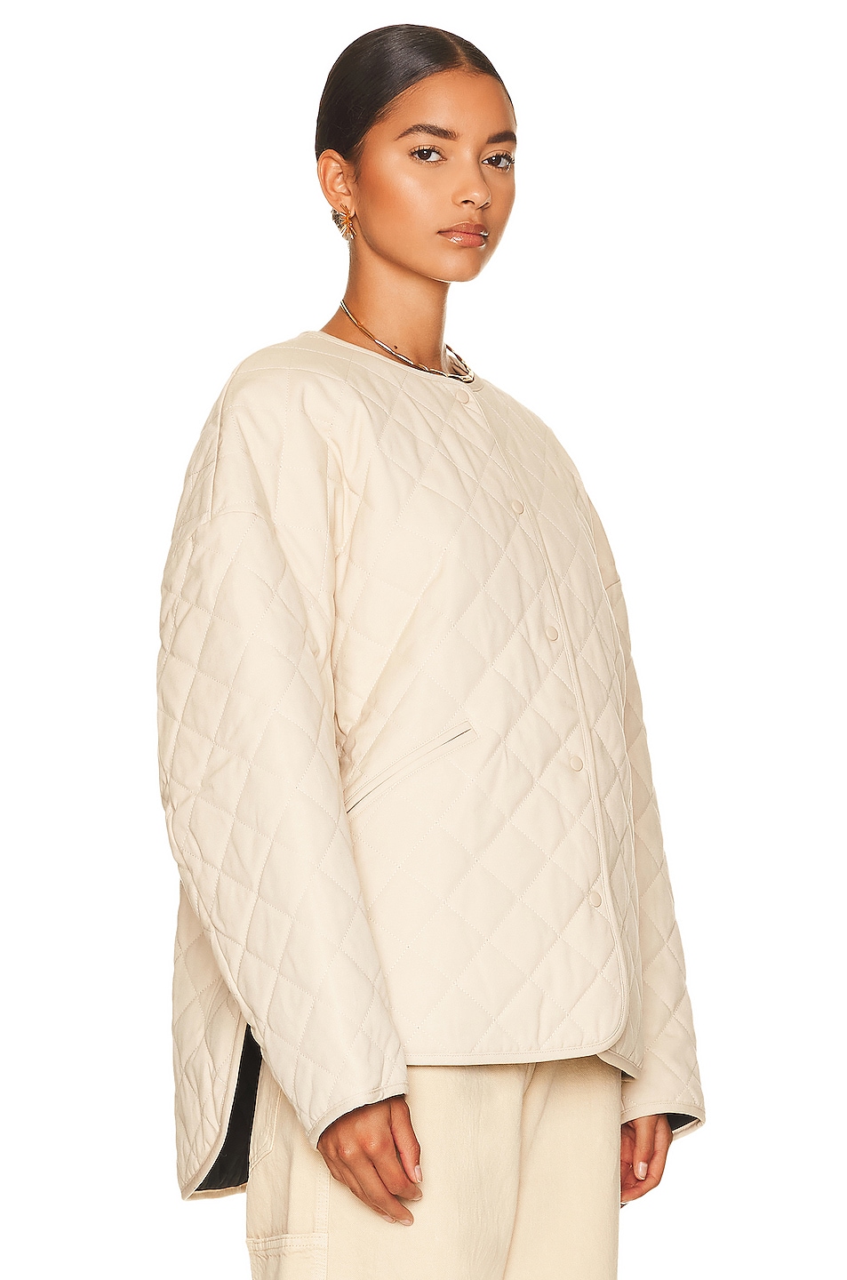 Toteme Quilted Cotton Canvas Jacket in Light Hay FWRD