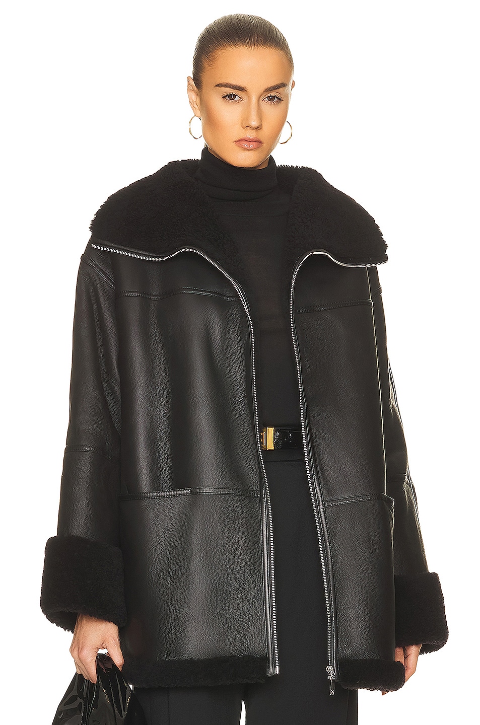 Image 1 of Toteme Signature Shearling Jacket in Black