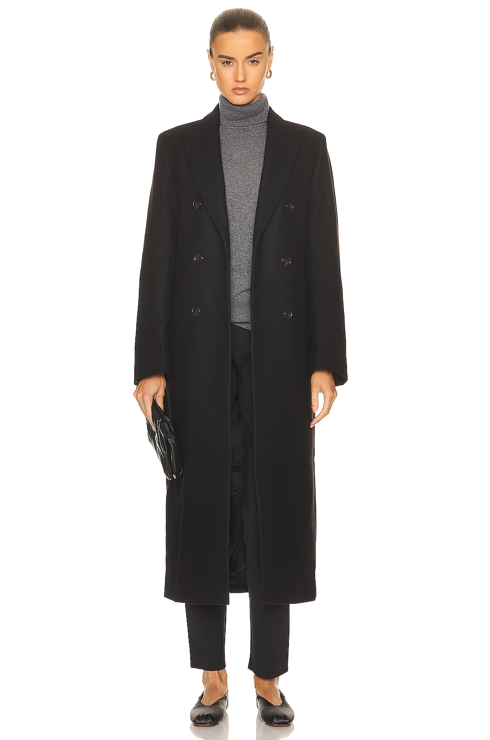 Image 1 of Toteme Tailored Overcoat in Black