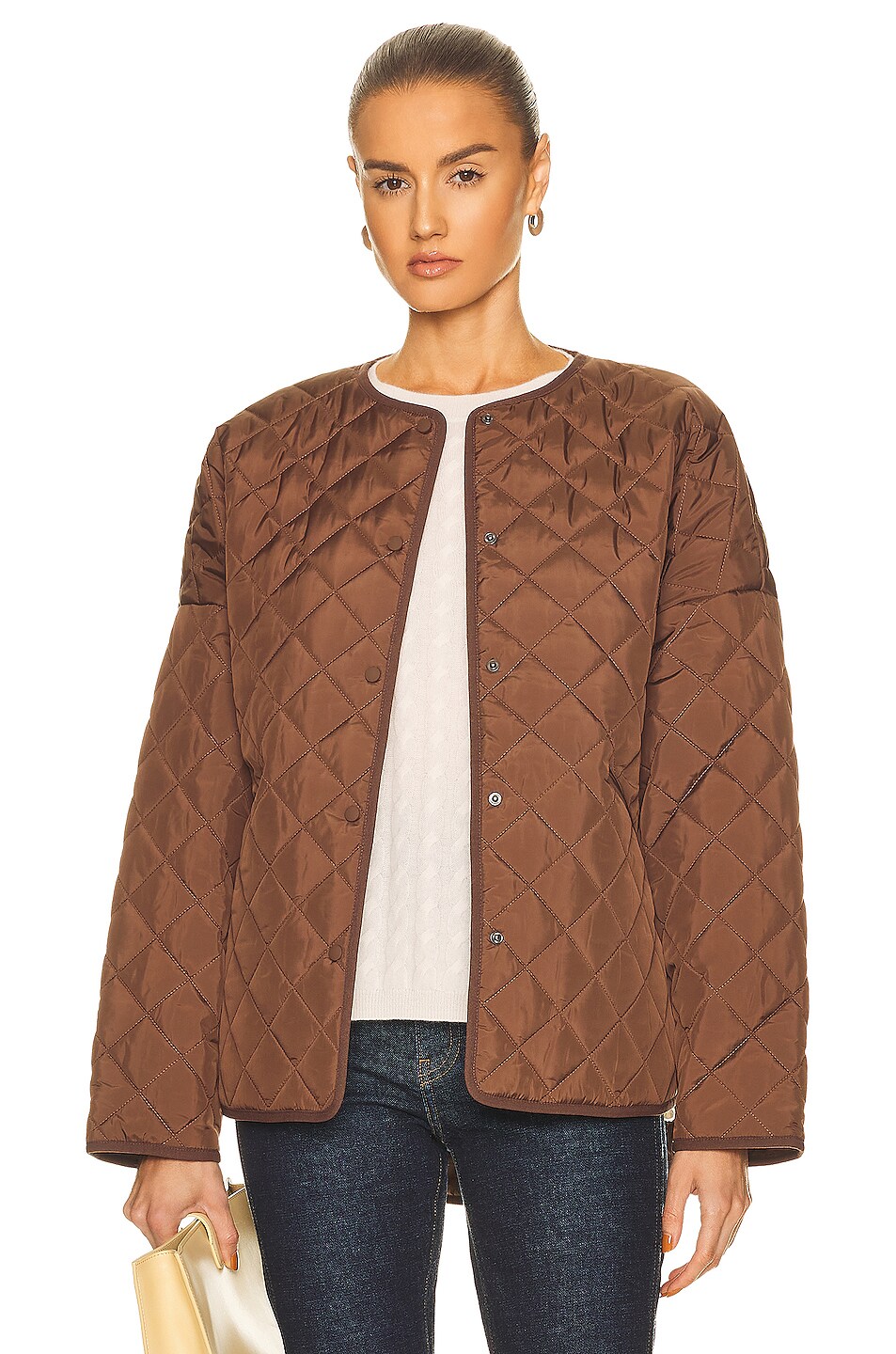 Image 1 of Toteme Quilted Jacket in Saddle Brown