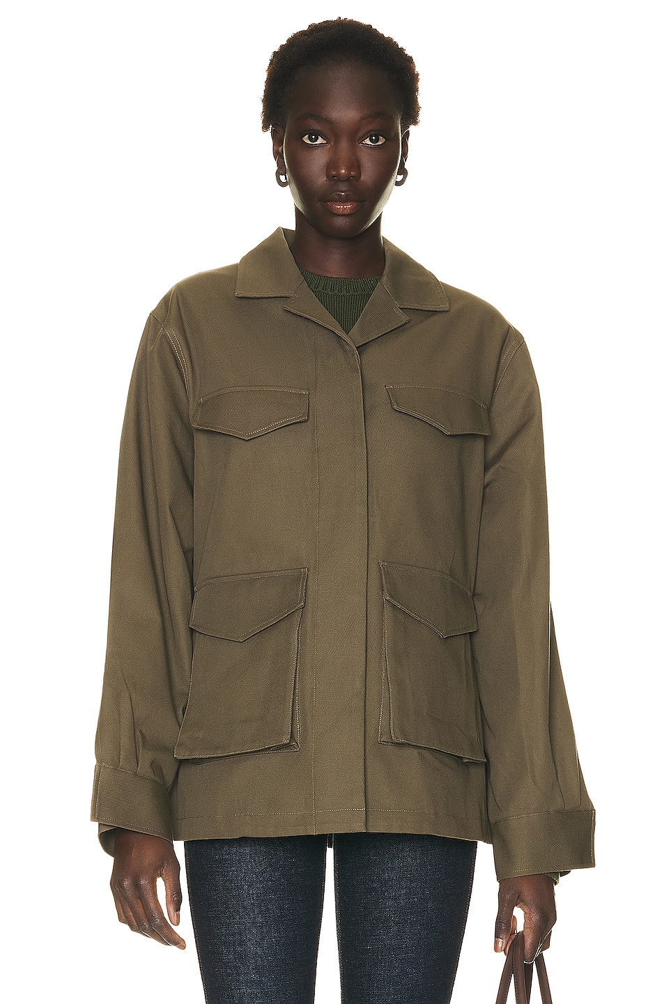 Image 1 of Toteme Army Jacket in Khaki Green