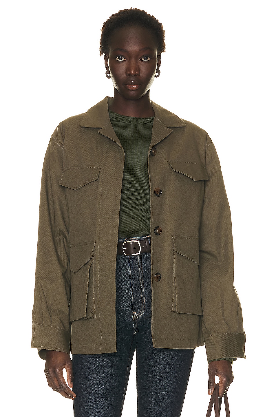 Toteme Army Jacket in Khaki Green FWRD