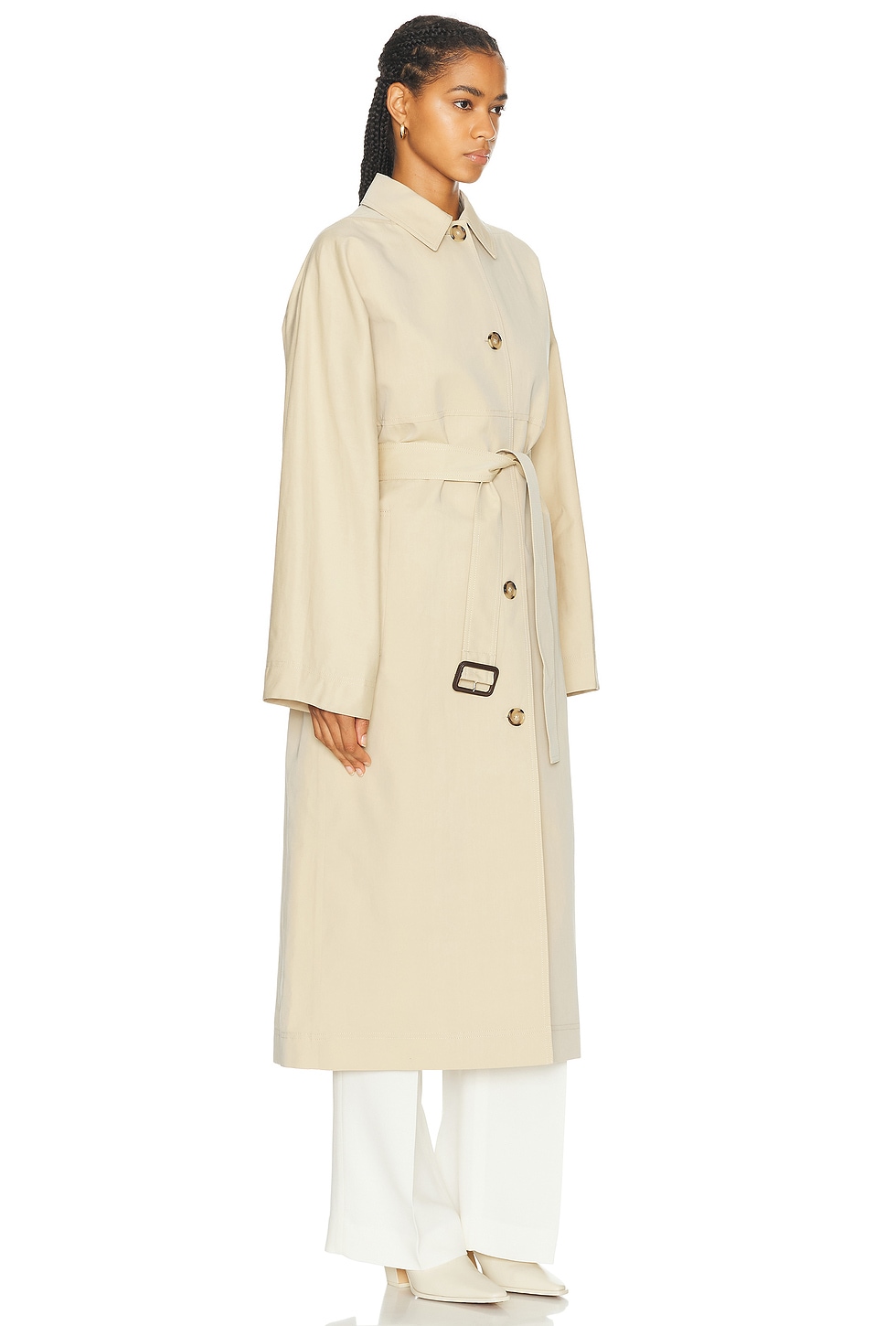 Shop Totême Tumbled Cotton Silk Trench Coat In Sand