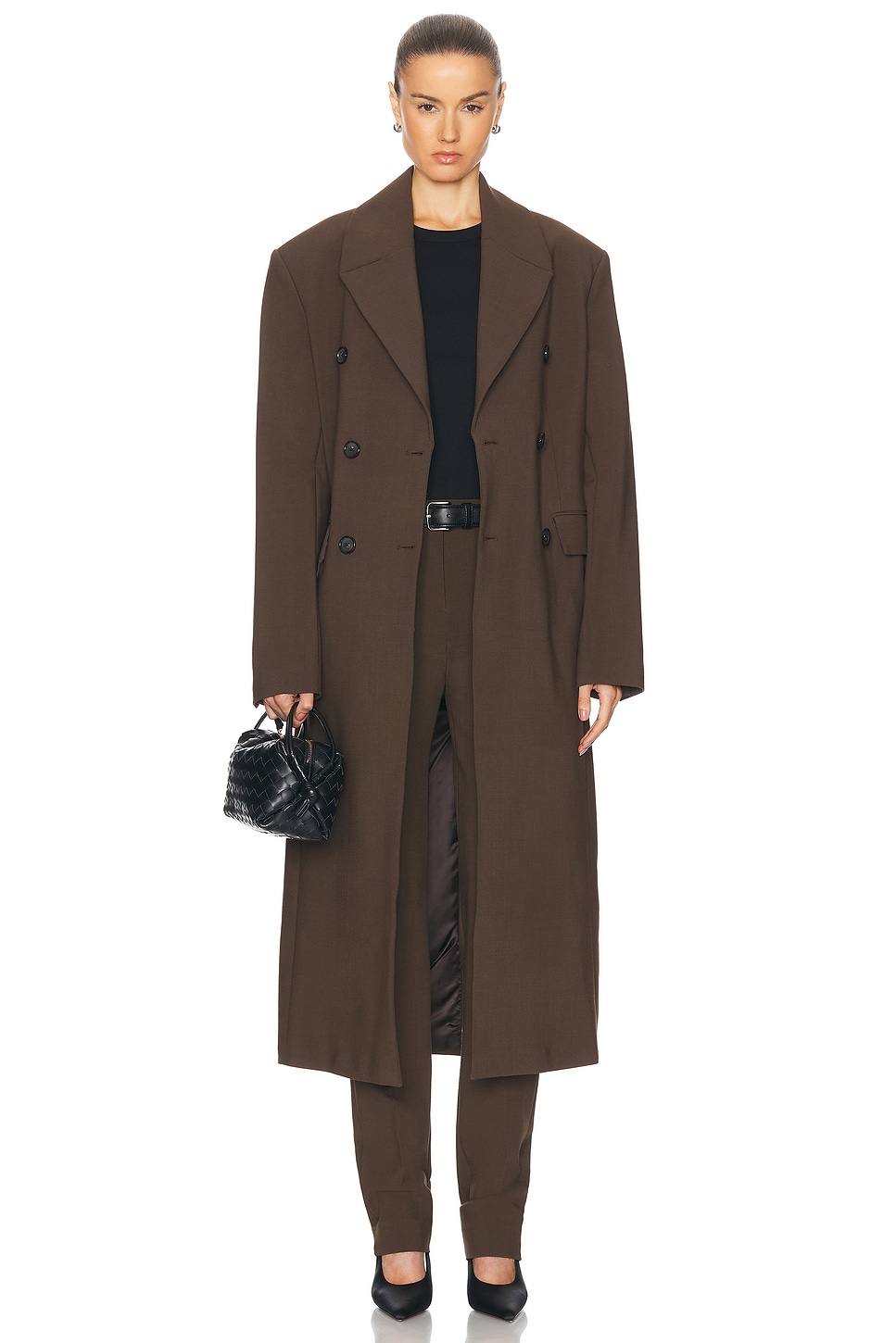 Broad Midi Coat in Brown