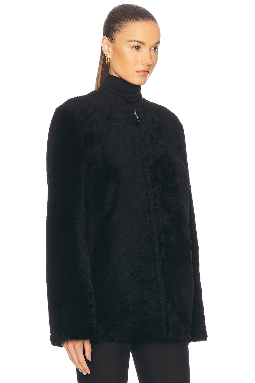 Zipped Teddy Shearling Jacket - Thumbnail 4