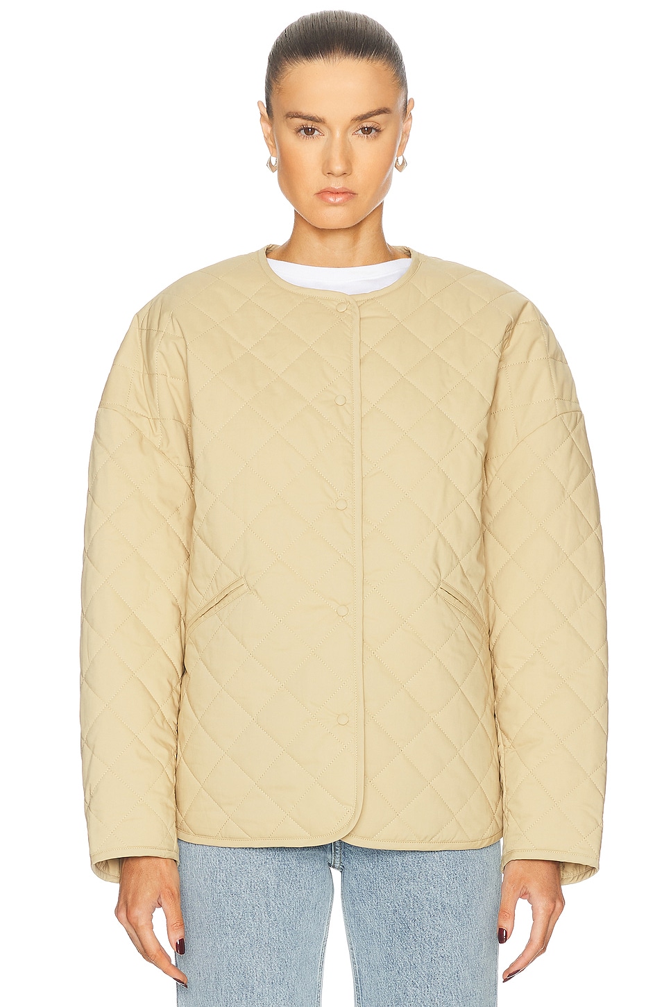 Totême Beige Quilted Jacket In Desert