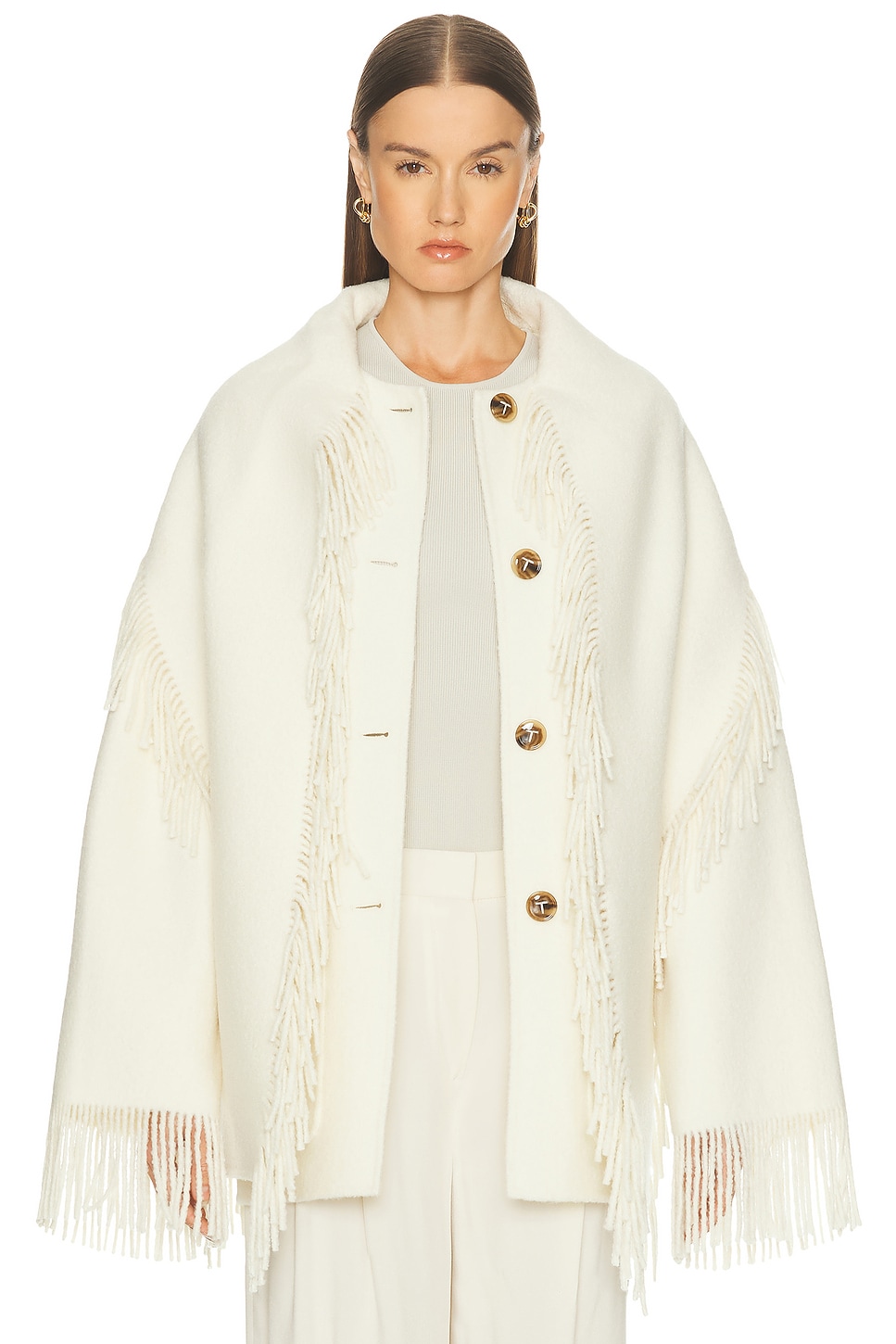 Totême Fringed Scarf Jacket In White