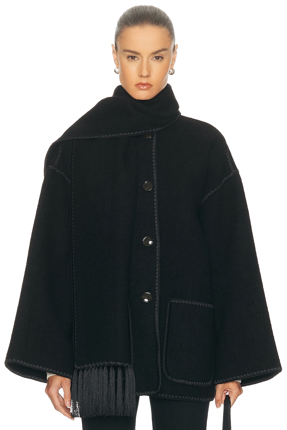 Totême Embroidered Scarf Jacket In Black