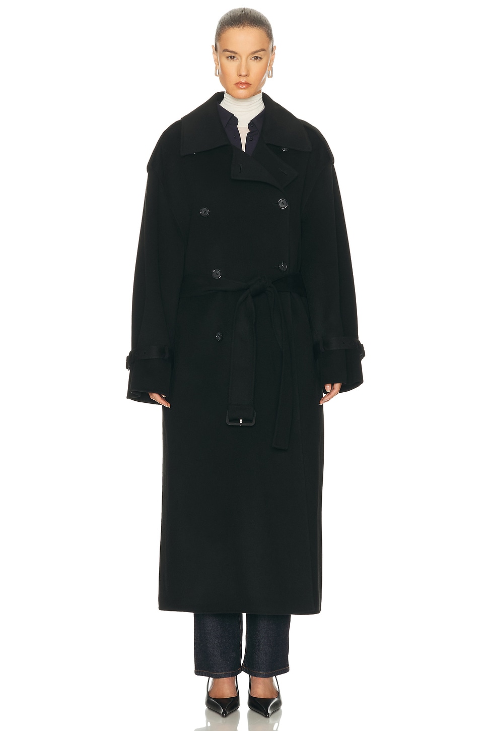 Totême Double Winter Trench In Black