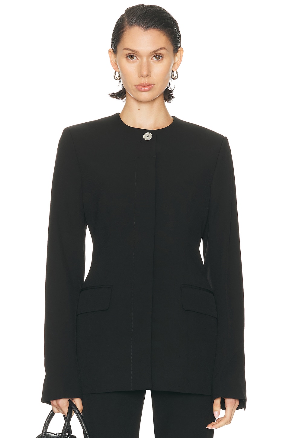 Image 1 of Toteme Collarless Evening Jacket in Black