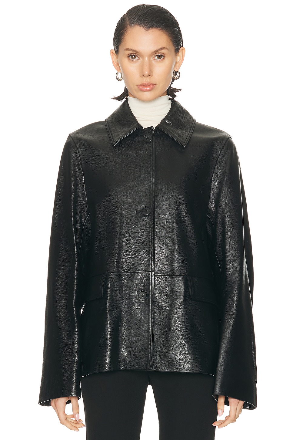 Totême Leather Jacket In Black