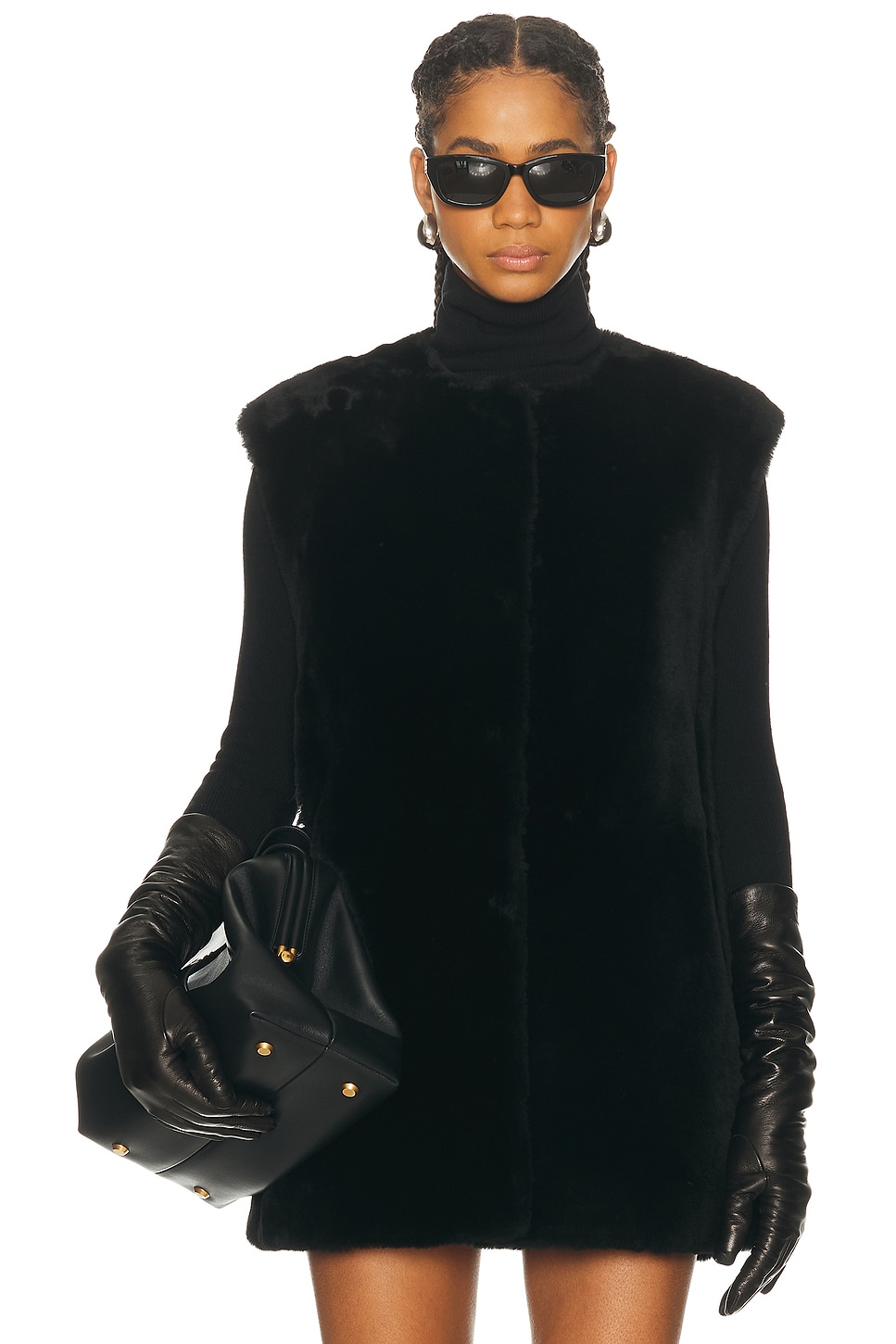 Totême Plush Shearling Vest In Black