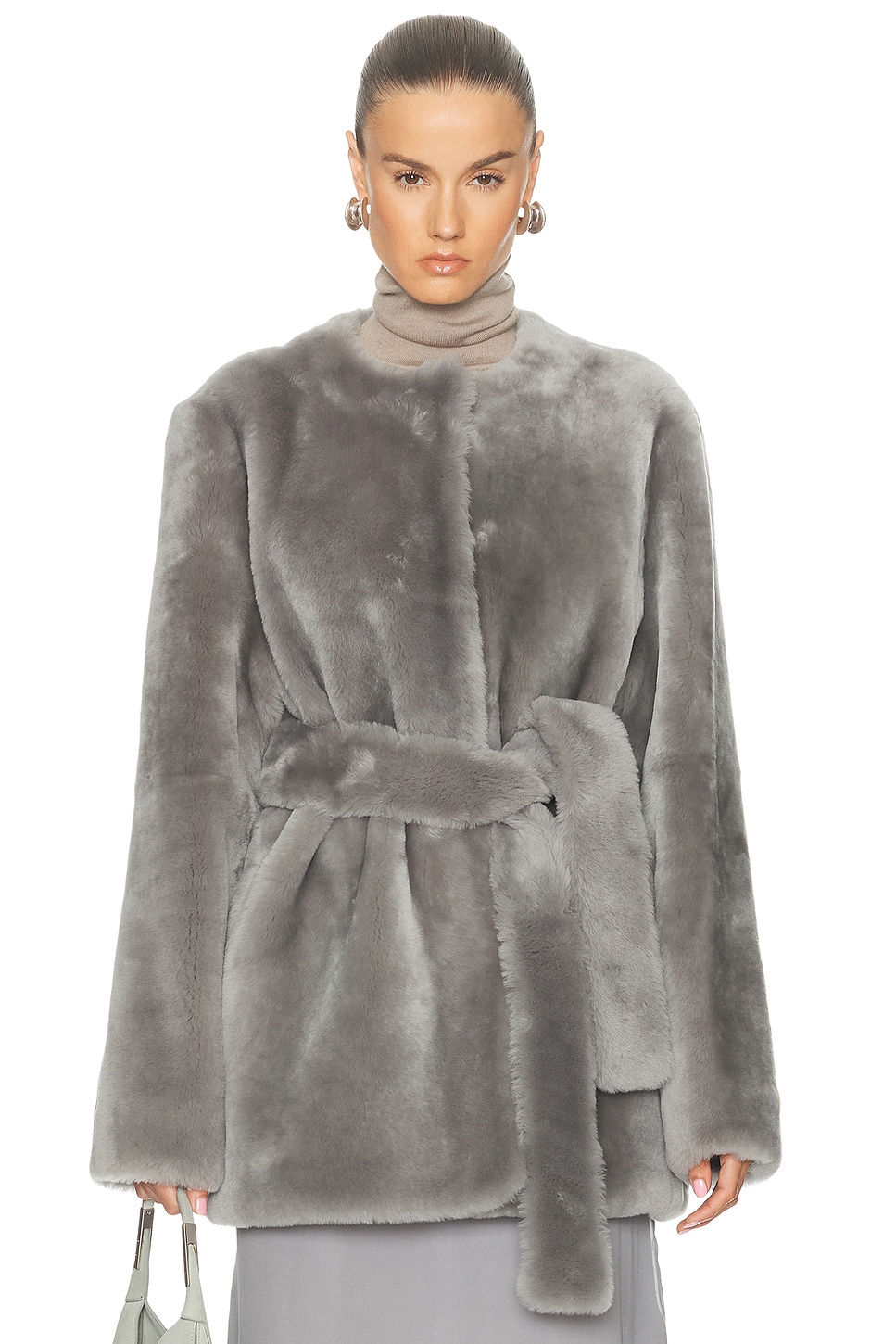 Image 1 of Toteme Plush Shearling Jacket in Grey