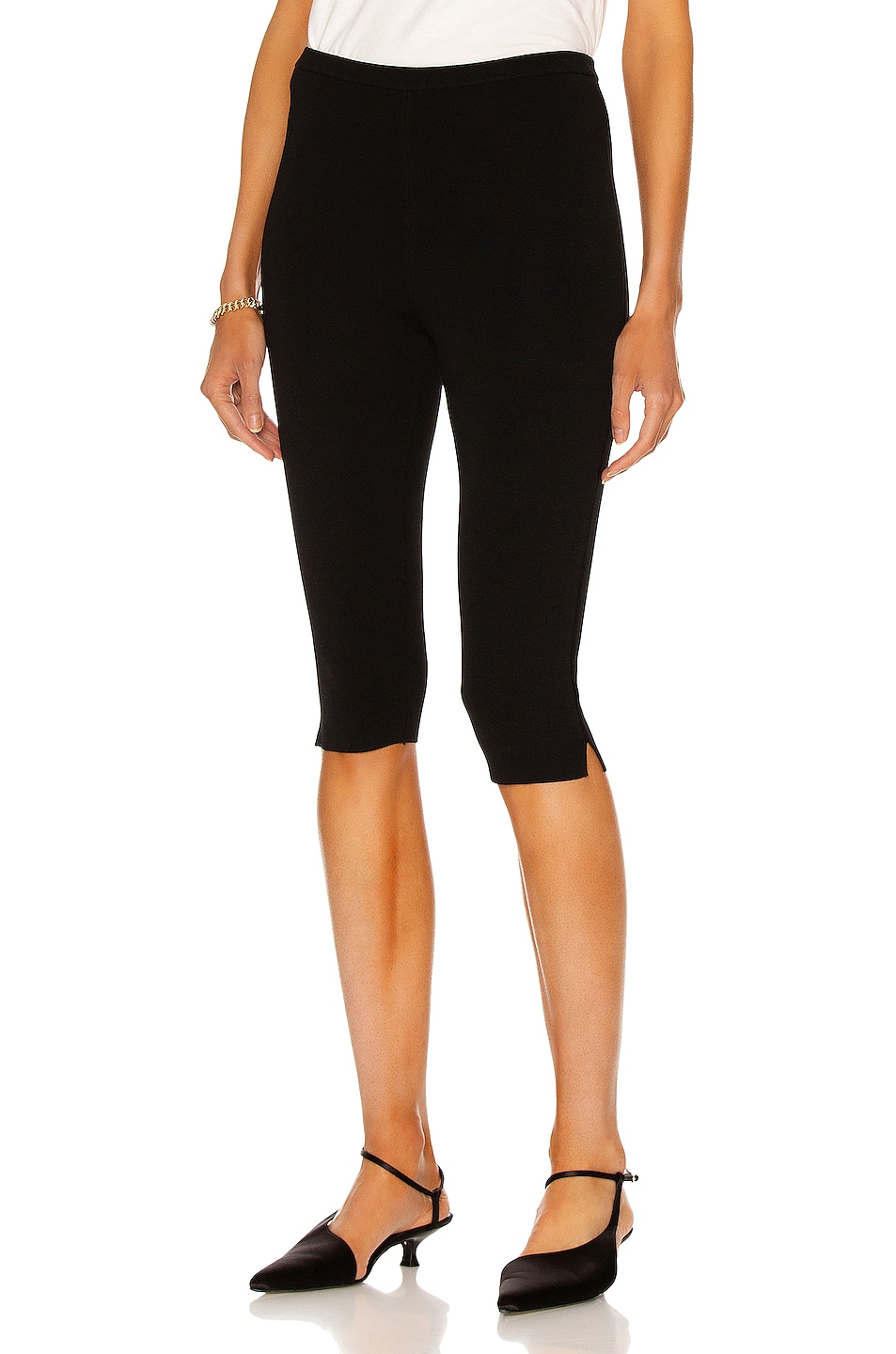Image 1 of Toteme Cropped Compact Knit Leggings in Black