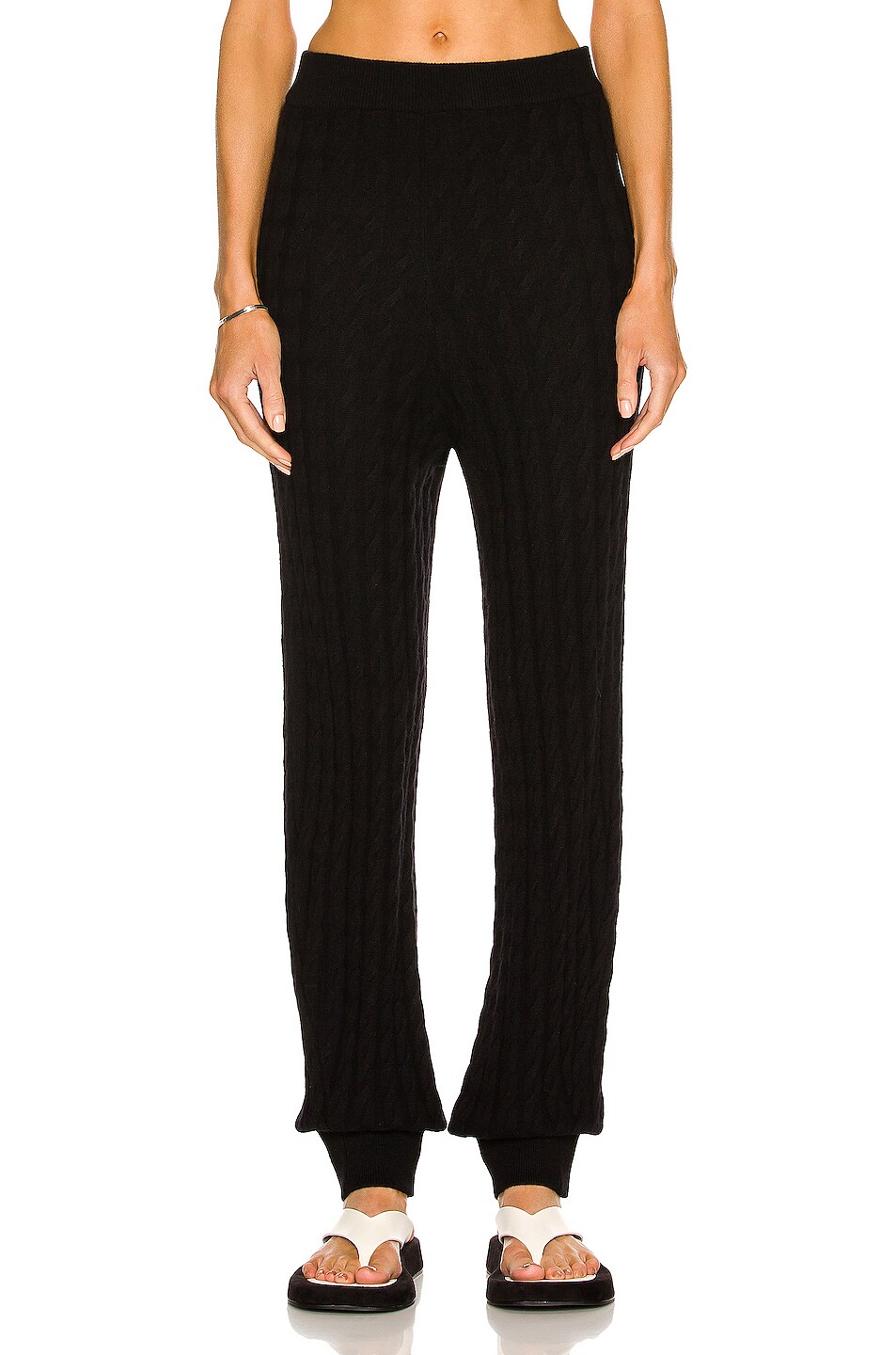 Image 1 of Toteme Cashmere Cable Knit Slacks in Black