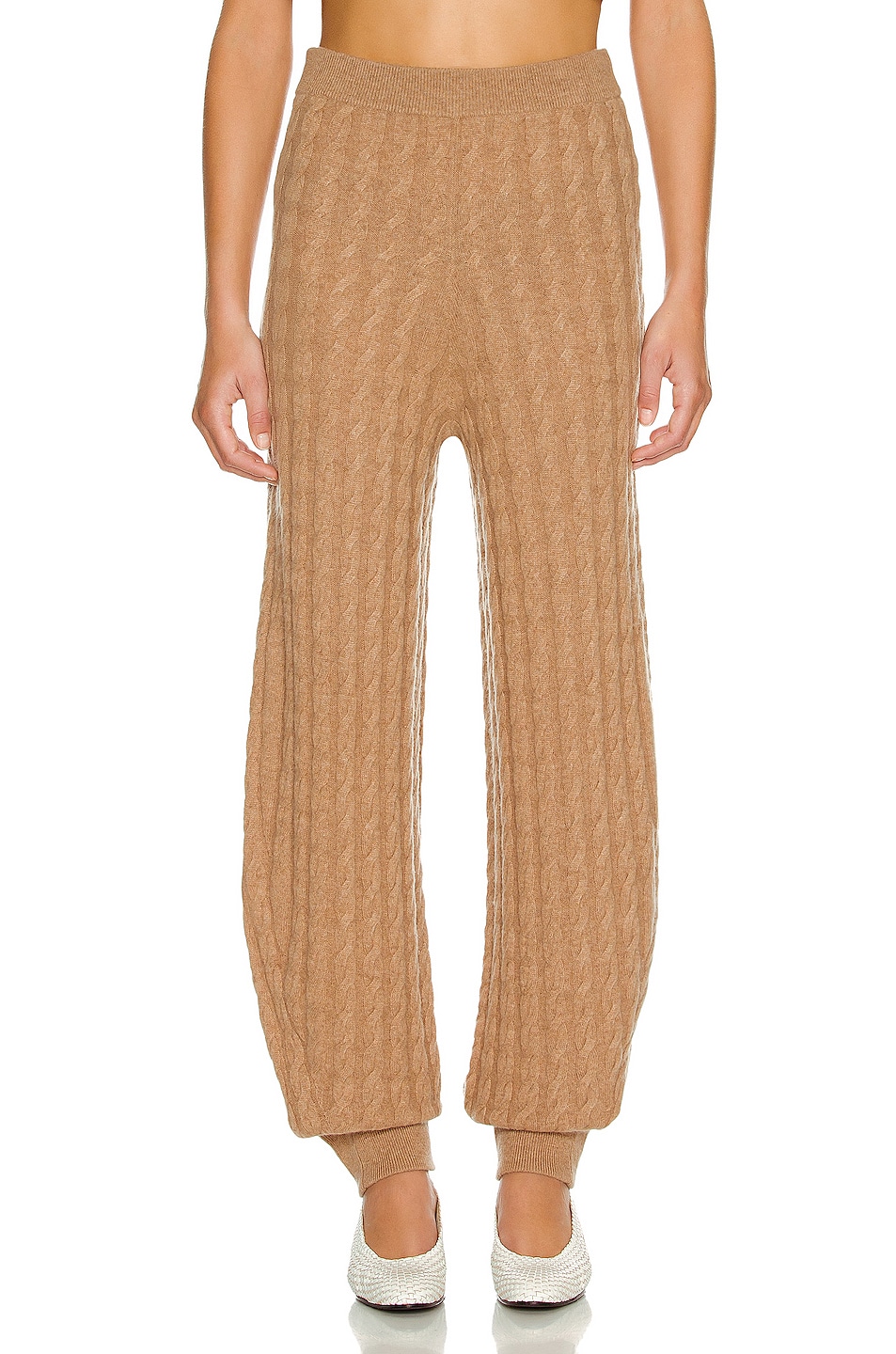 Image 1 of Toteme Cashmere Cable Knit Slacks in Camel