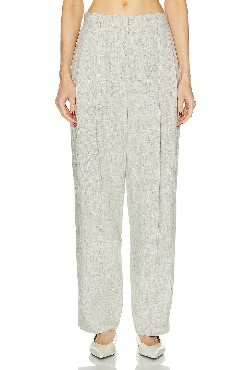 Image 1 of Toteme Double Pleated Tailored Trouser in Oat Melange