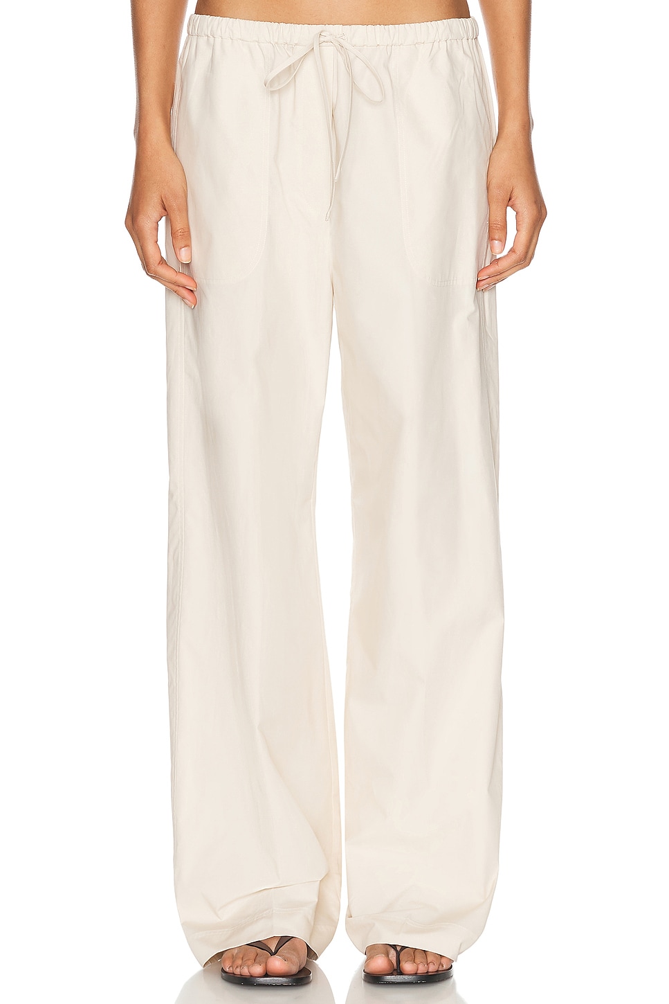 Image 1 of Toteme Cotton Drawstring Trousers in Stone