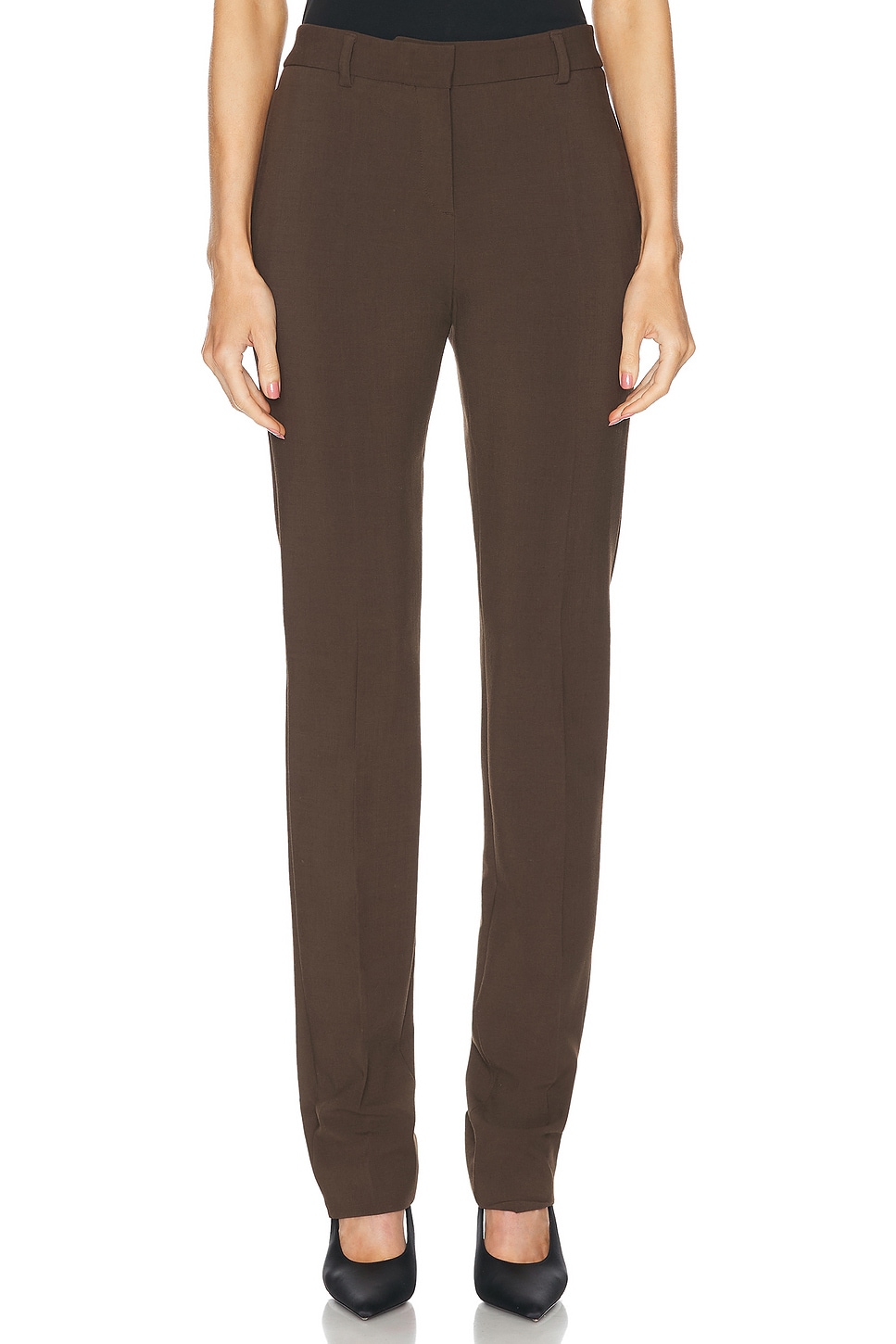 Image 1 of Toteme Low Waist Slim Trouser in Bark