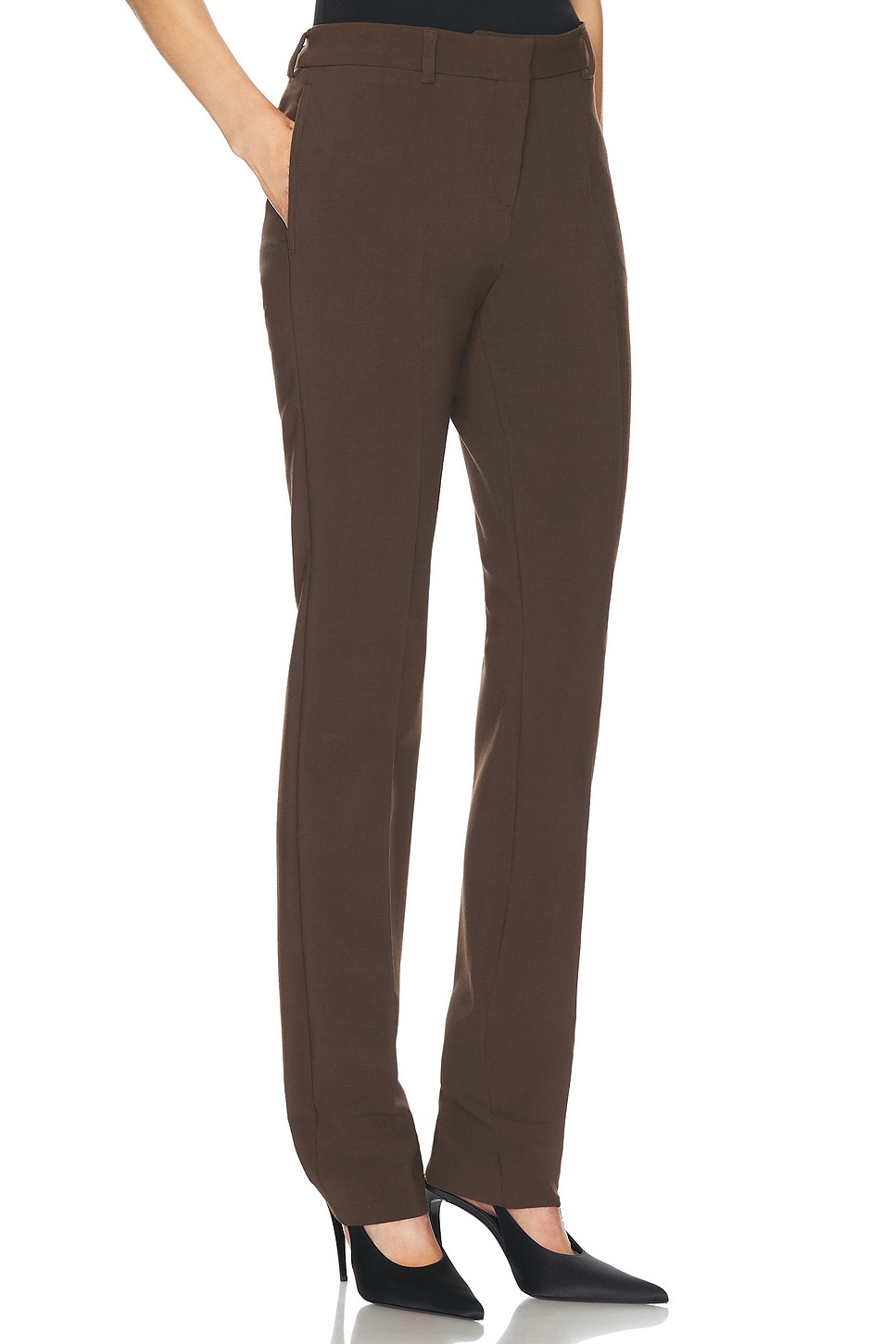 Shop Totême Low Waist Slim Trouser In Bark