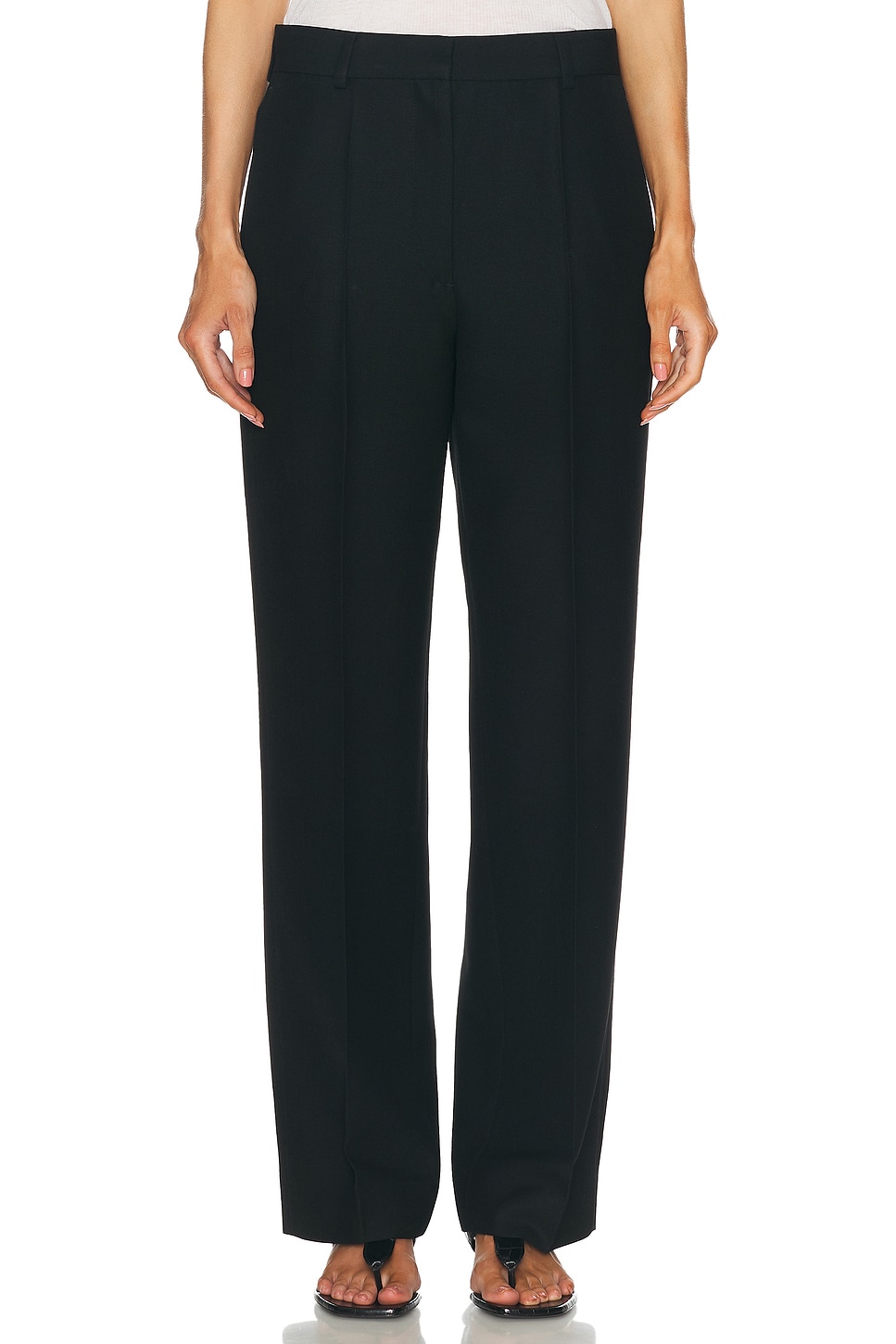 Shop Totême Straight Tailored Trousers In Black