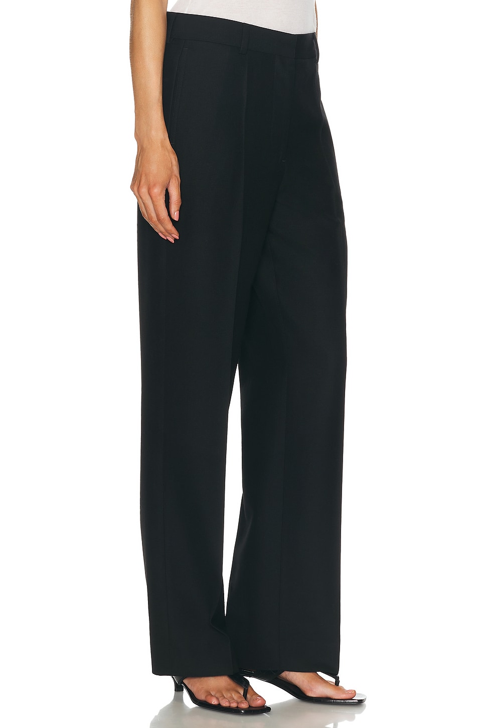 Shop Totême Straight Tailored Trousers In Black