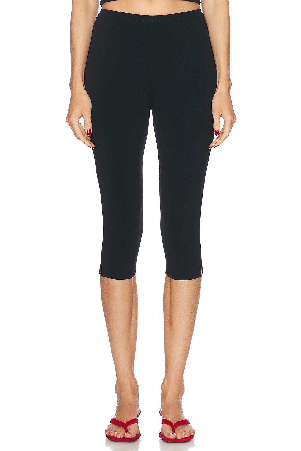 Compact Knit Capri Trouser in Black