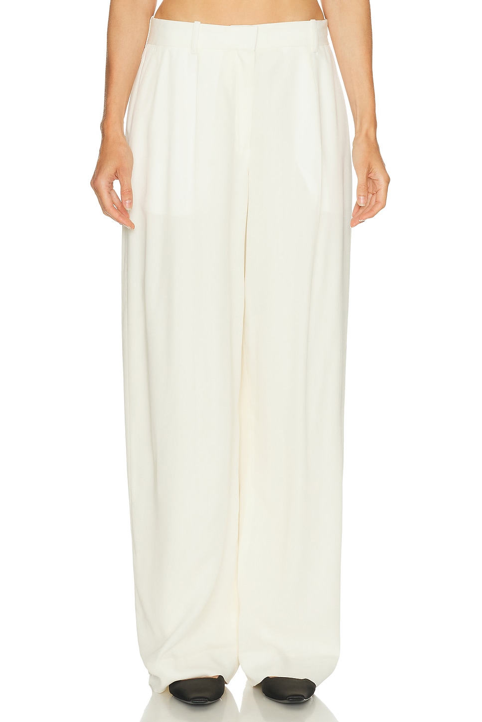 Image 1 of Toteme Wide Fluid Trouser in Ecru