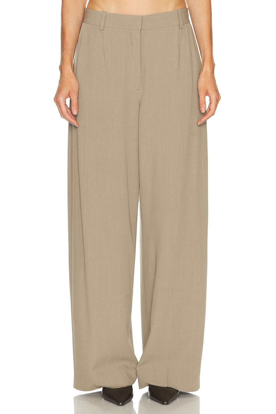 Image 1 of Toteme Wide Fluid Trouser in Taupe