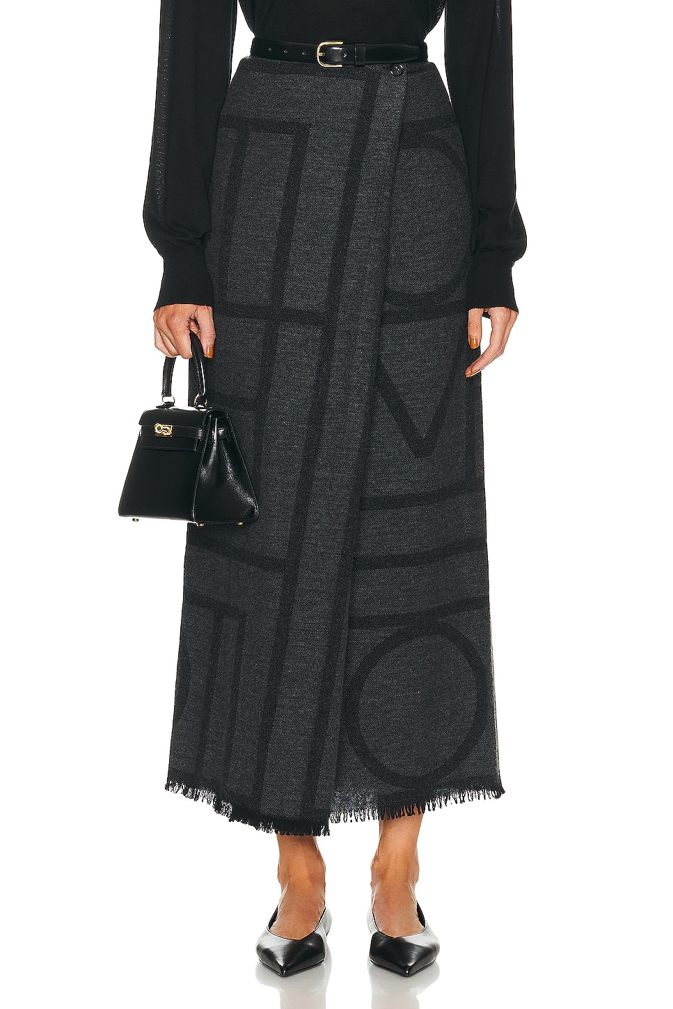 Image 1 of Toteme Monogram Winter Skirt in Dark Grey Melange
