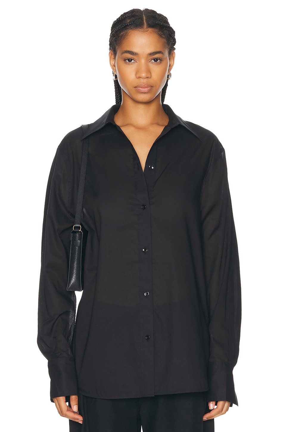 Image 1 of Toteme Kimono Sleeve Cotton Shirt in Black