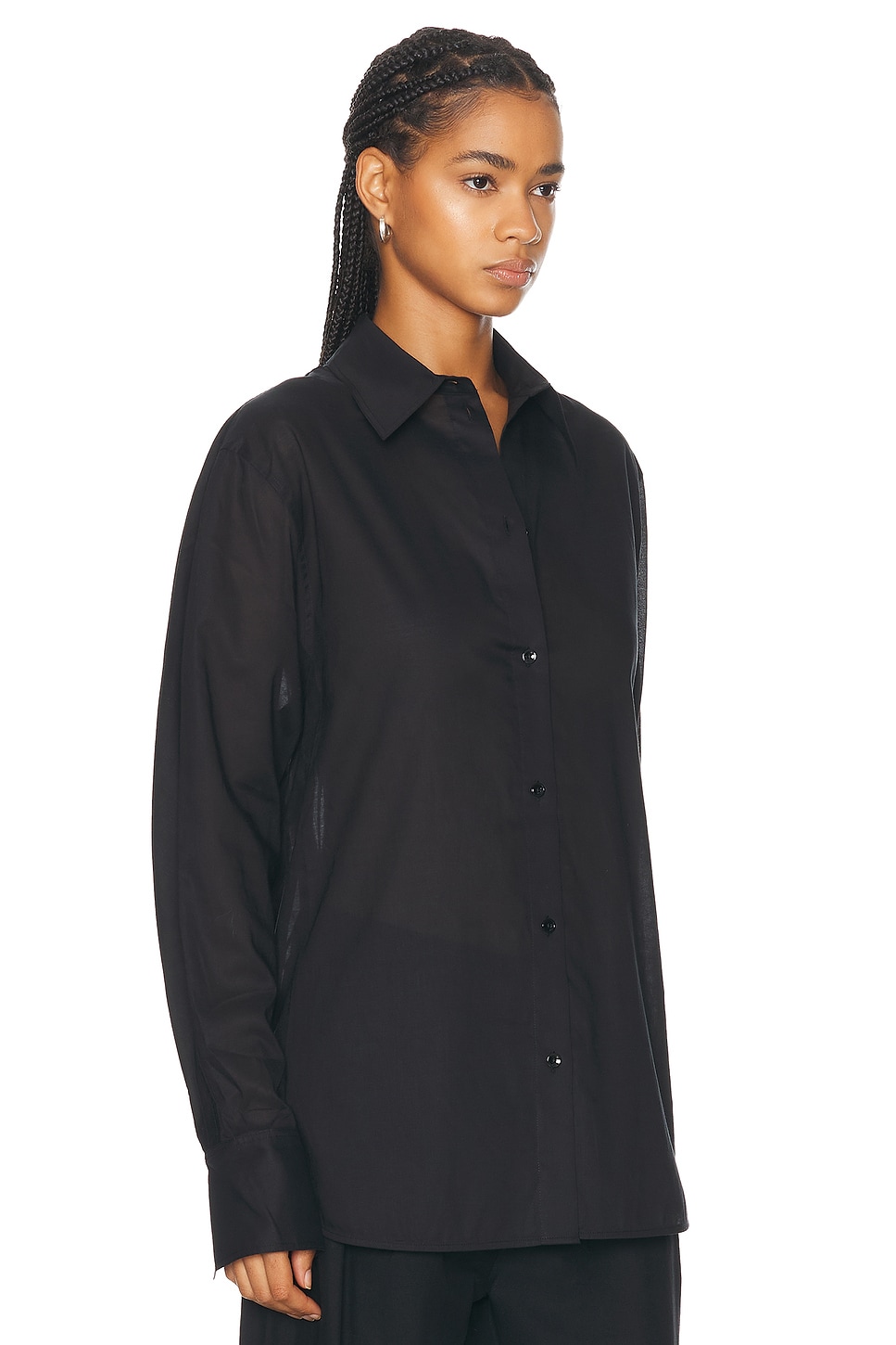 Shop Totême Kimono Sleeve Cotton Shirt In Black