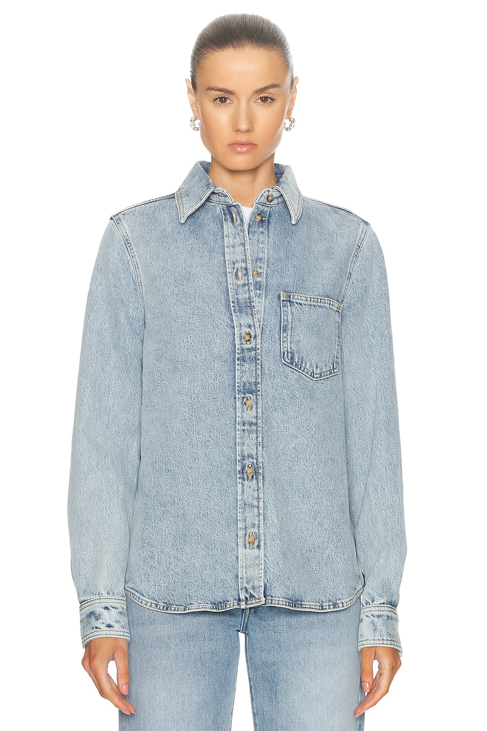 Shop Totême Petite Denim Shirt In Cool Blue