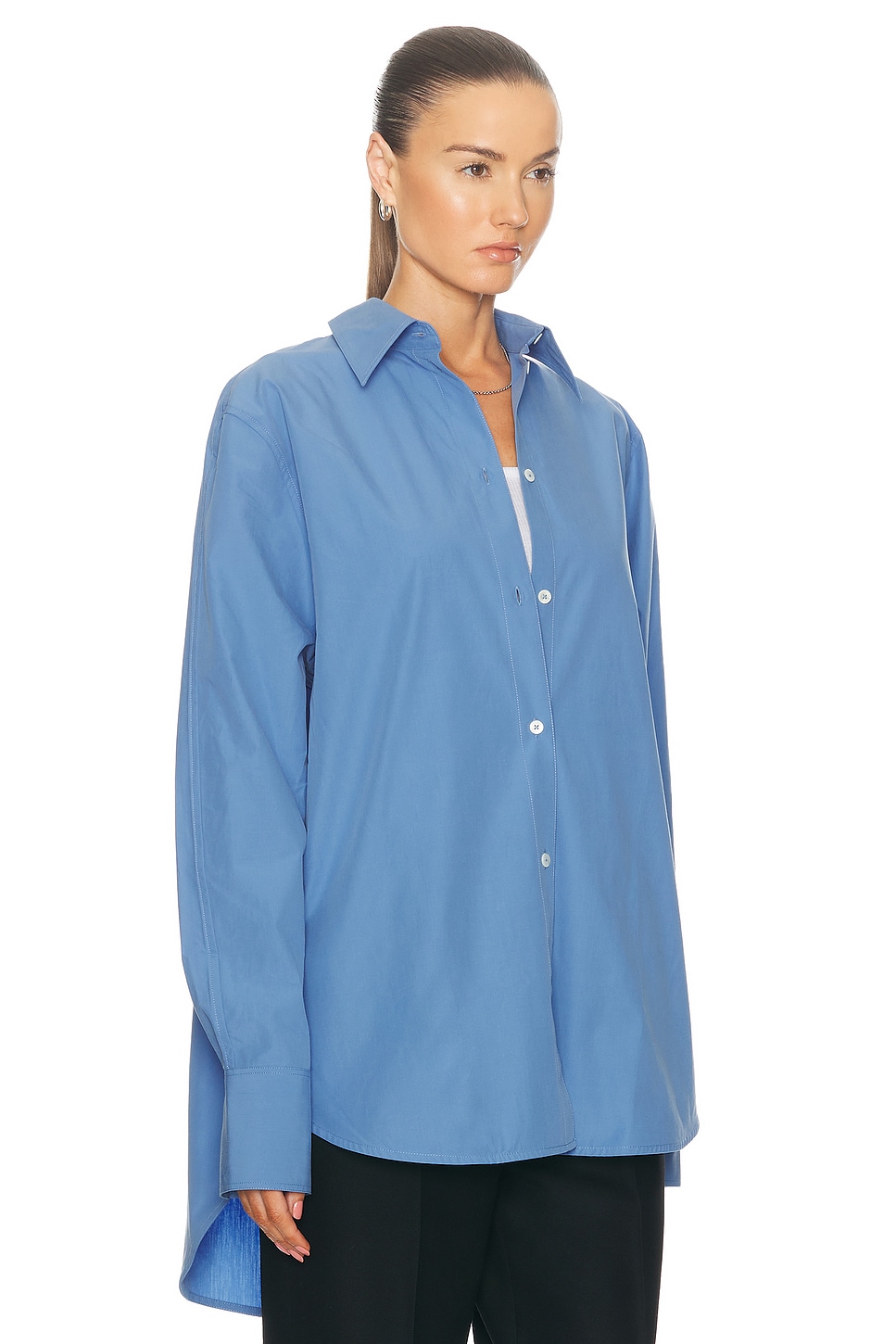 Shop Totême Kimono Sleeve Poplin Shirt In Cornflower