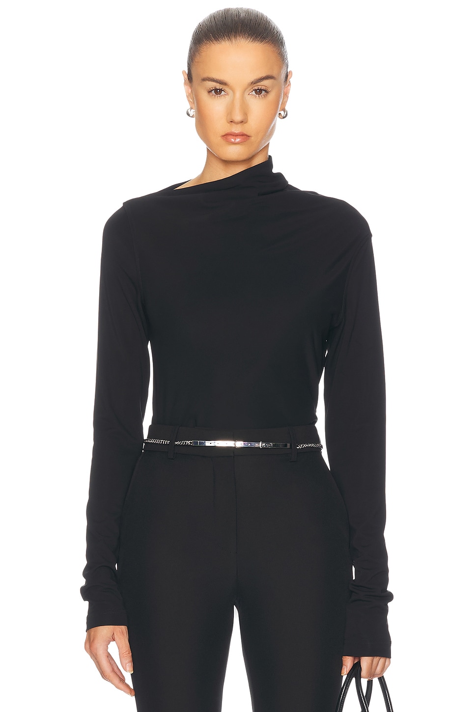 Image 1 of Toteme Draped Jersey Top in Black