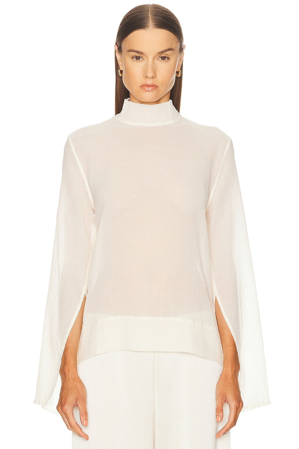Totême Slit Sleeve Blouse In Sand