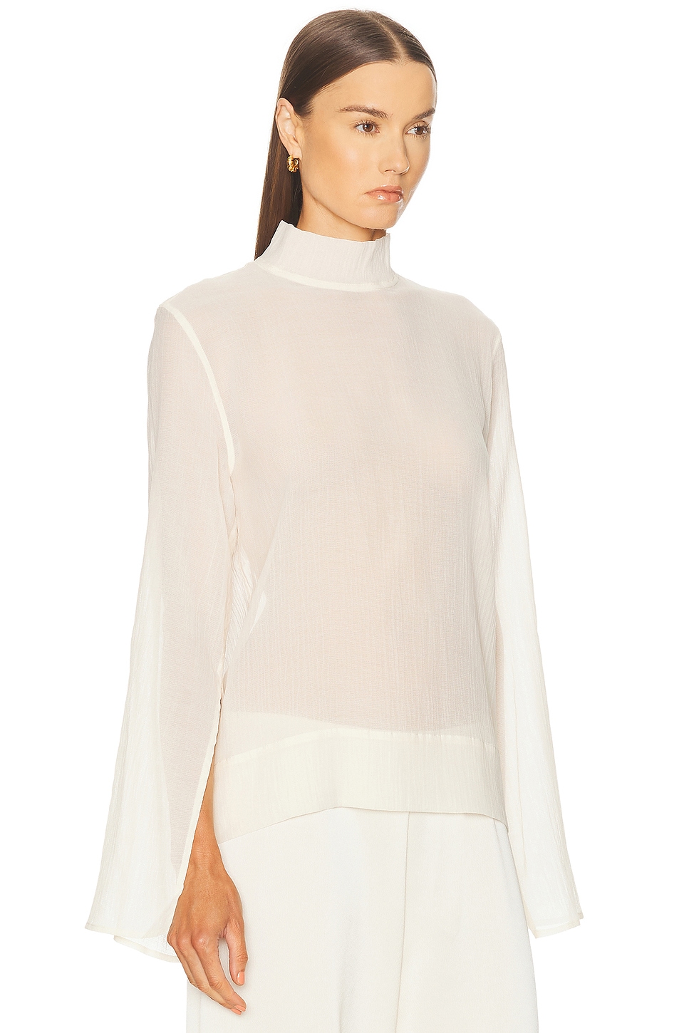 Totême Slit Sleeve Blouse In Sand