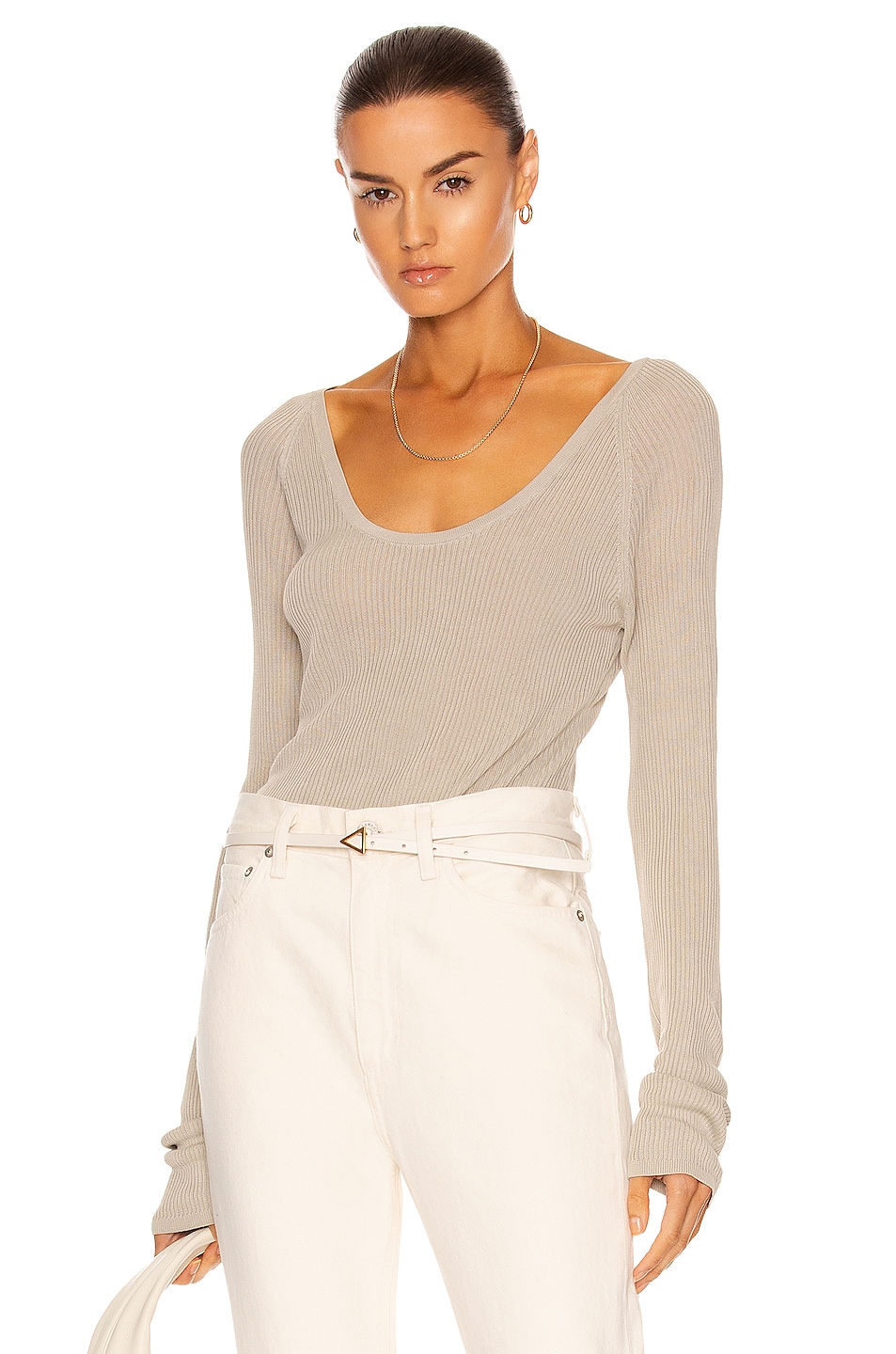 Image 1 of Toteme Silky Scoop Neck Top in Oyster