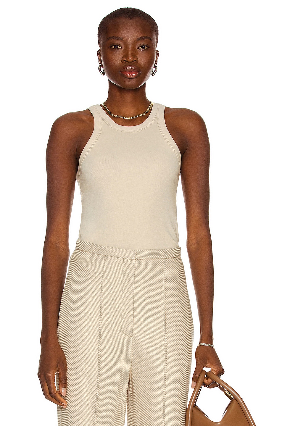 Image 1 of Toteme Curved Rib Tank in Buttermilk