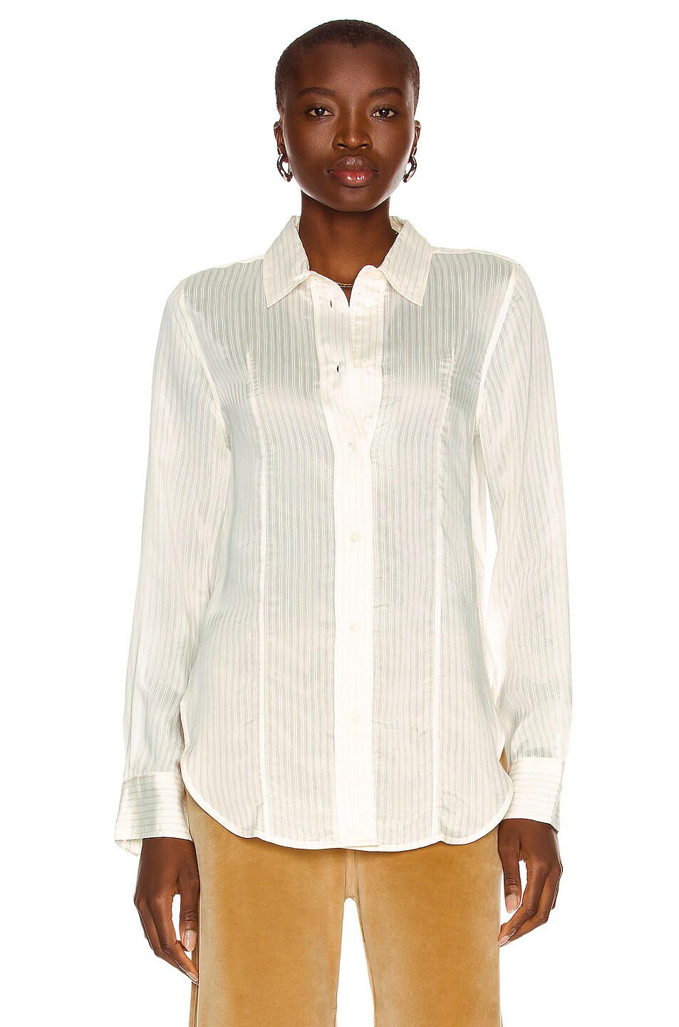 Image 1 of Toteme Slim Sheer Shirt in White Stripe